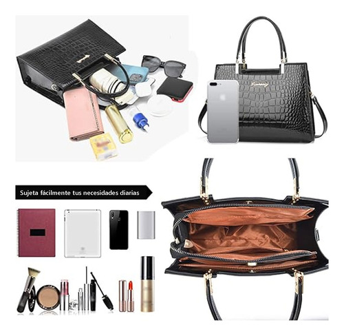 Bolso Bandolera Negra Dama Elegante Mano Impermeabl Moda