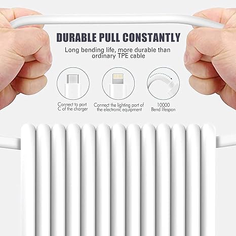 Cargador rápido para iPhone [certificado Apple MFi] Cable tipo C a Lightning de 1m, de 20 W compatible con iPhone 14/13/12//11/X y iPad