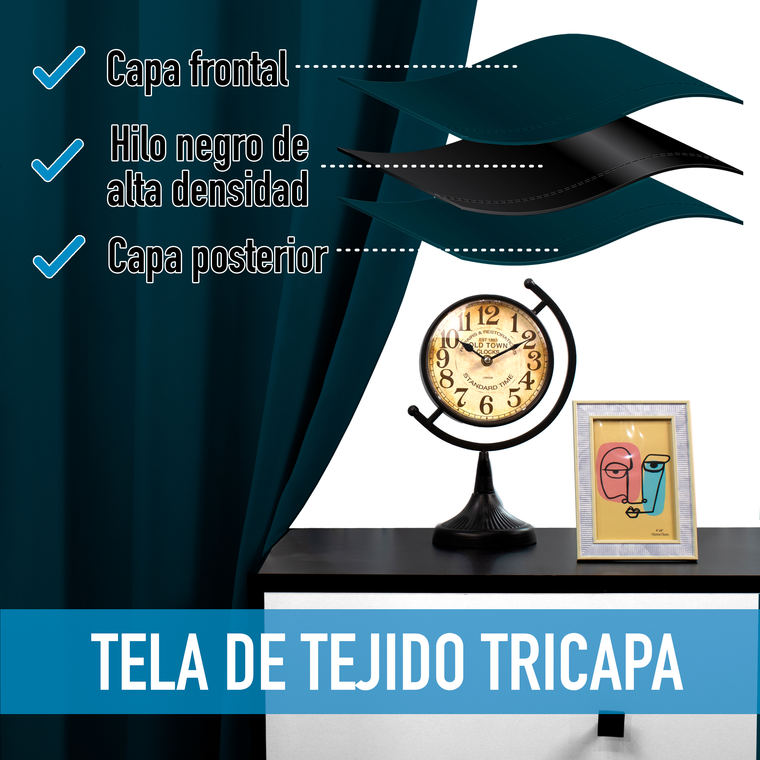 Cortinas Blackout Mezclilla Corta Térmico Lisa 95% Bloqueo Luz