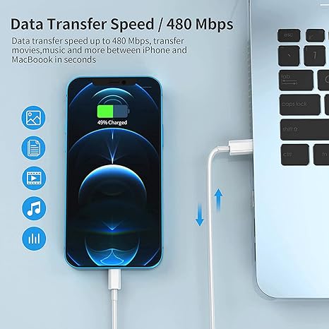 Cargador rápido para iPhone [certificado Apple MFi] Cable tipo C a Lightning de 1m, de 20 W compatible con iPhone 14/13/12//11/X y iPad