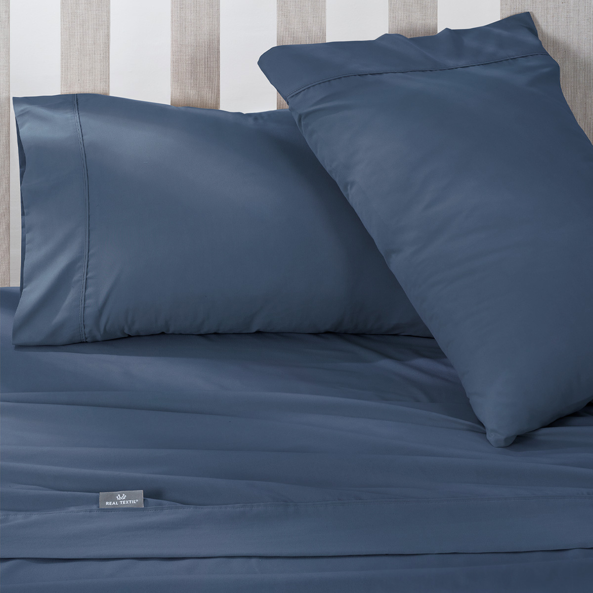 Juego de Sábanas Microfibra King Size Azul Marino REAL TEXTIL.