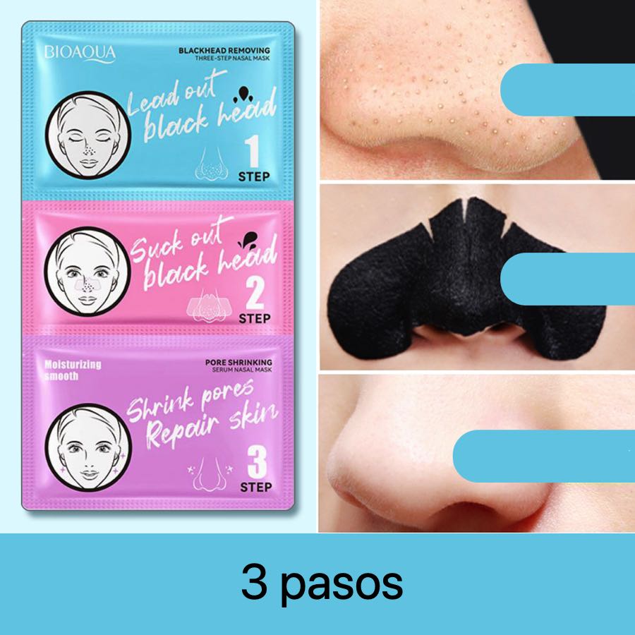 Set de 5 Mascarillas 3 Pasos Tiras para Puntos Negros Peel Off