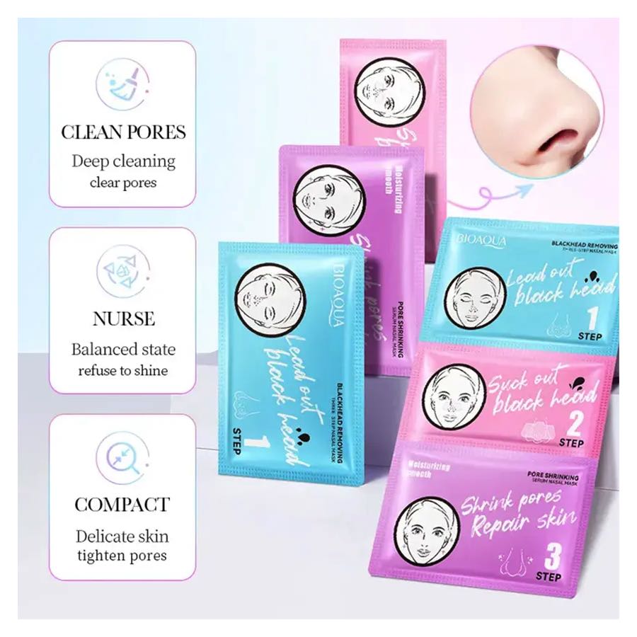 Set de 10 Mascarillas 3 Pasos Tiras para Puntos Negros