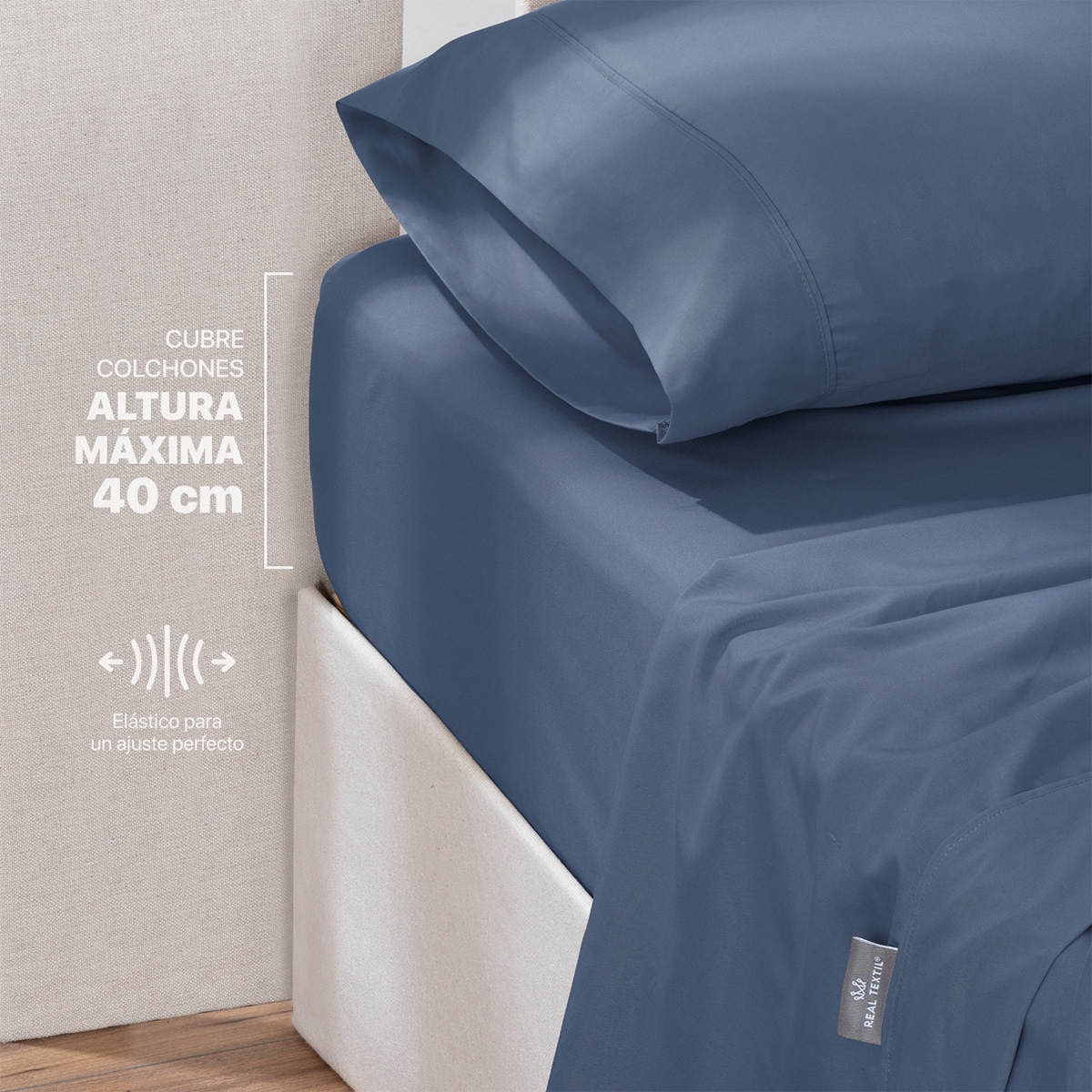 Juego de Sábanas Microfibra King Size Azul Marino REAL TEXTIL.