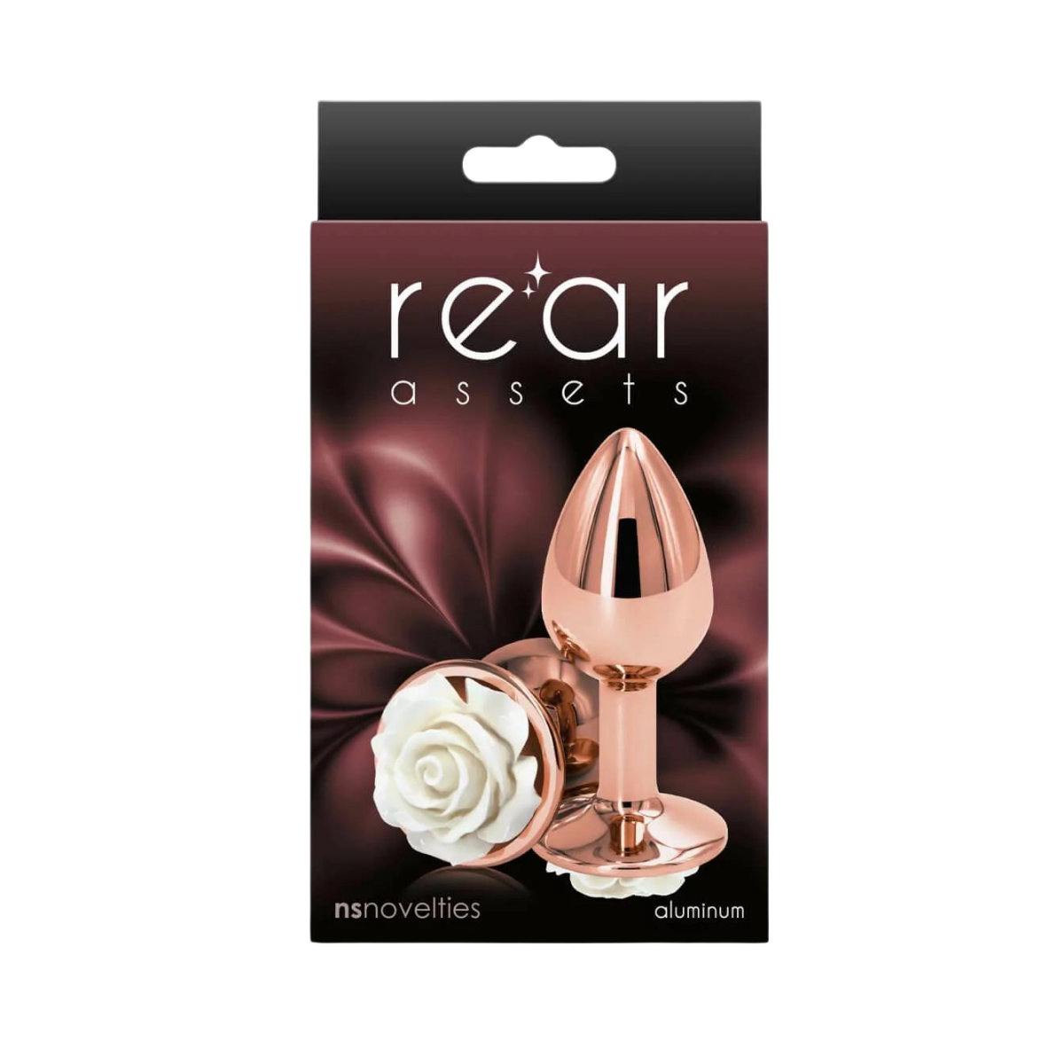 Plug Anal Oro Rosa De Aluminio Suave Con Diseño De Rosa Blanca