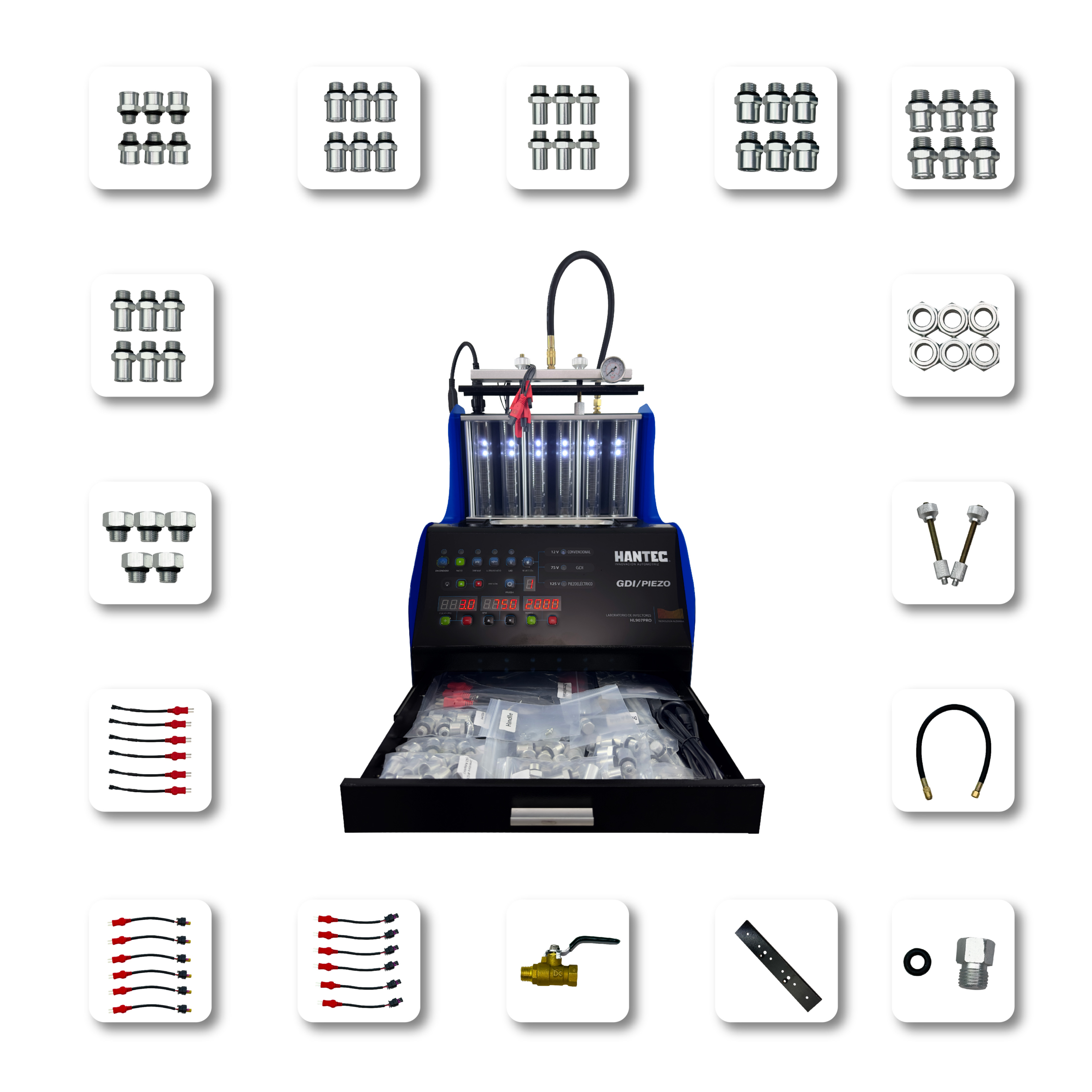 Laboratorio De Inyectores HANTEC 6 Inyectores GDI Piezoeléctrico .