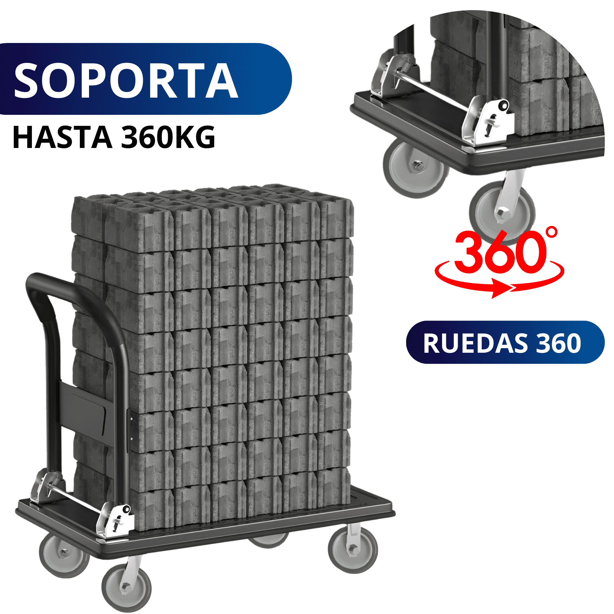 Carro De Carga Plegable Ecomlab Plataforma Diablito Patín.