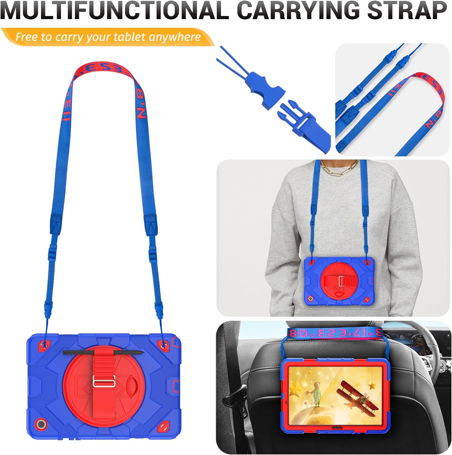 Funda De Uso Rudo Para Tablet Samsung Galaxy Tab A9 Plus 11" (2023) SM-X210/SM-216/SM-X218 Azul/Rojo