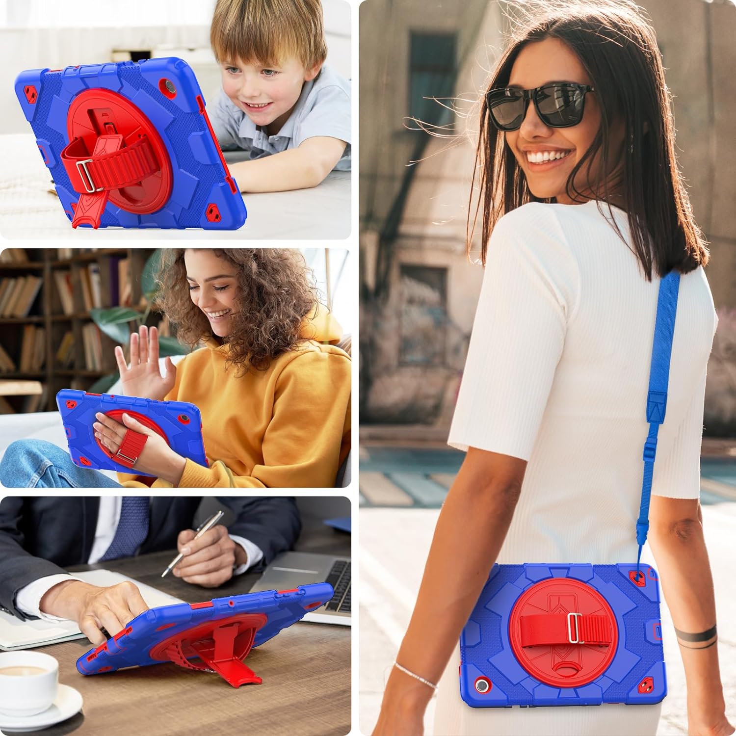 Funda De Uso Rudo Para Tablet Samsung Galaxy Tab A9 Plus 11" (2023) SM-X210/SM-216/SM-X218 Azul/Rojo