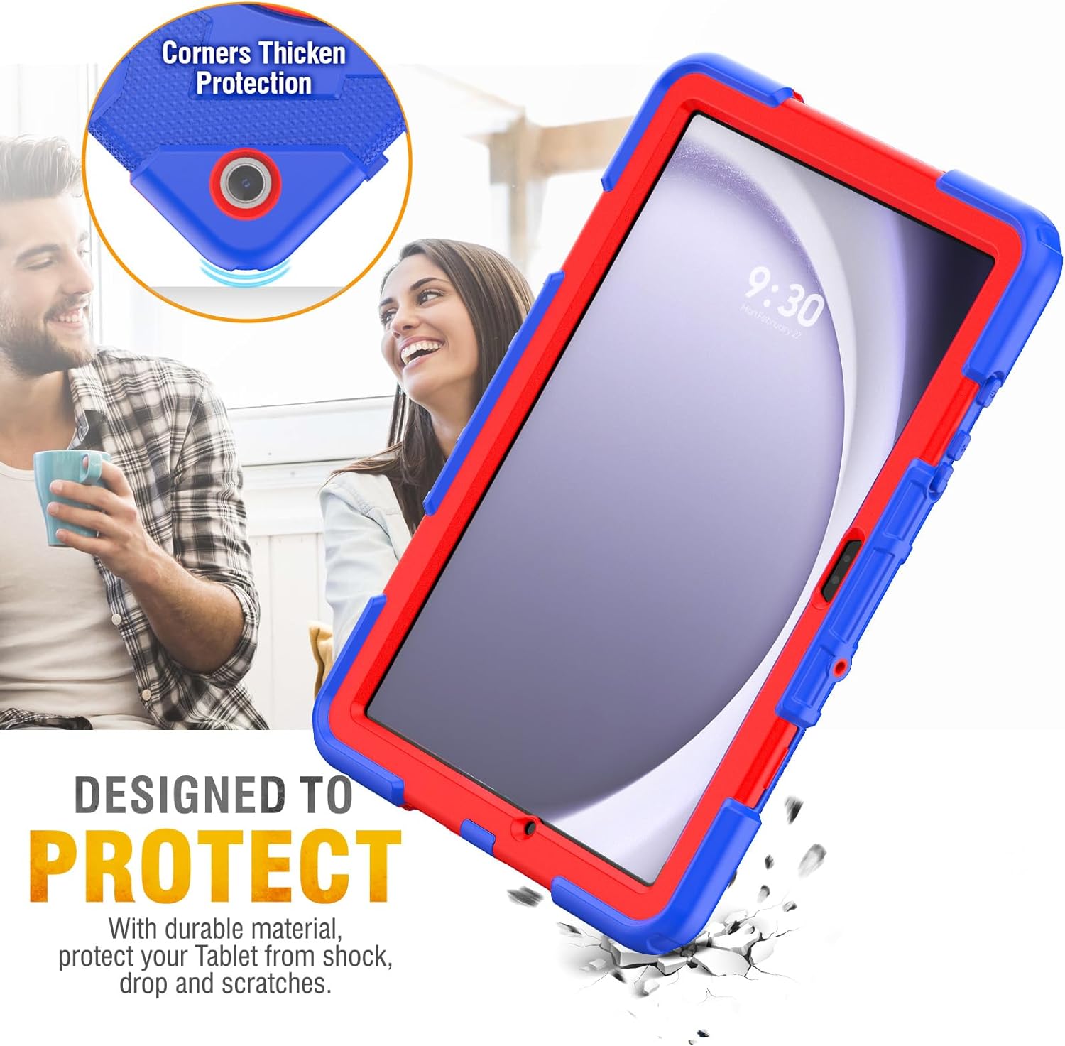 Funda De Uso Rudo Para Tablet Samsung Galaxy Tab A9 Plus 11" (2023) SM-X210/SM-216/SM-X218 Azul/Rojo