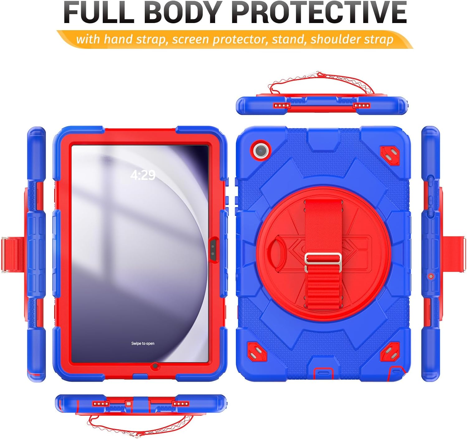 Funda De Uso Rudo Para Tablet Samsung Galaxy Tab A9 Plus 11" (2023) SM-X210/SM-216/SM-X218 Azul/Rojo