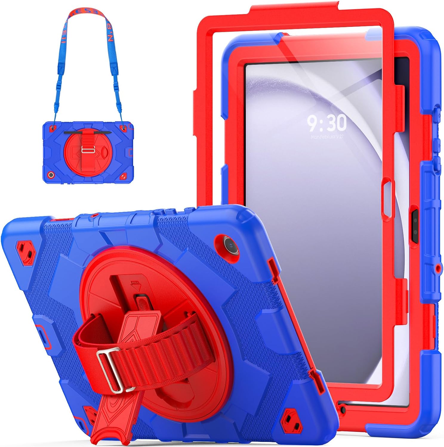 Funda De Uso Rudo Para Tablet Samsung Galaxy Tab A9 Plus 11" (2023) SM-X210/SM-216/SM-X218 Azul/Rojo