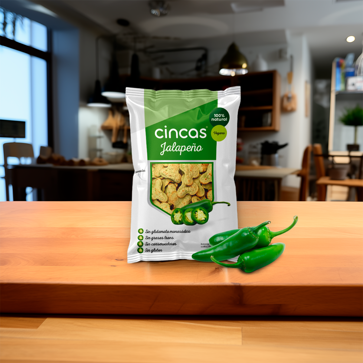 CINCA Botana Horneada de Coliflor y Maíz Saludable Sin Conservadores, Sin Grasas Trans, Sin Gluten, Vegano, Sabor Jalapeño, 3 Paquetes de 50g.