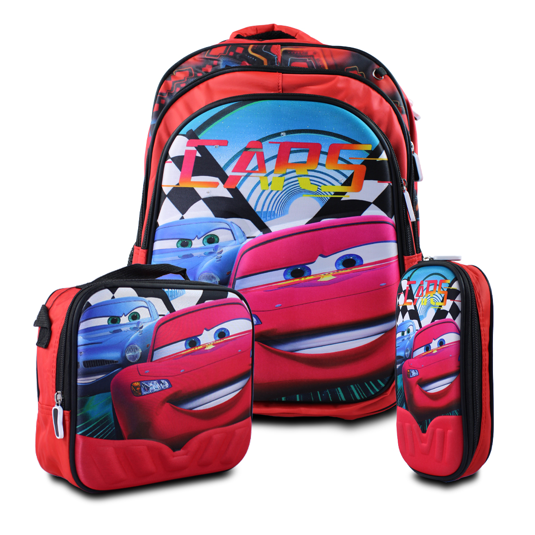Kit Escolar Mochila Lonchera Y Lapicera De Cars Rayo Macqueen Para