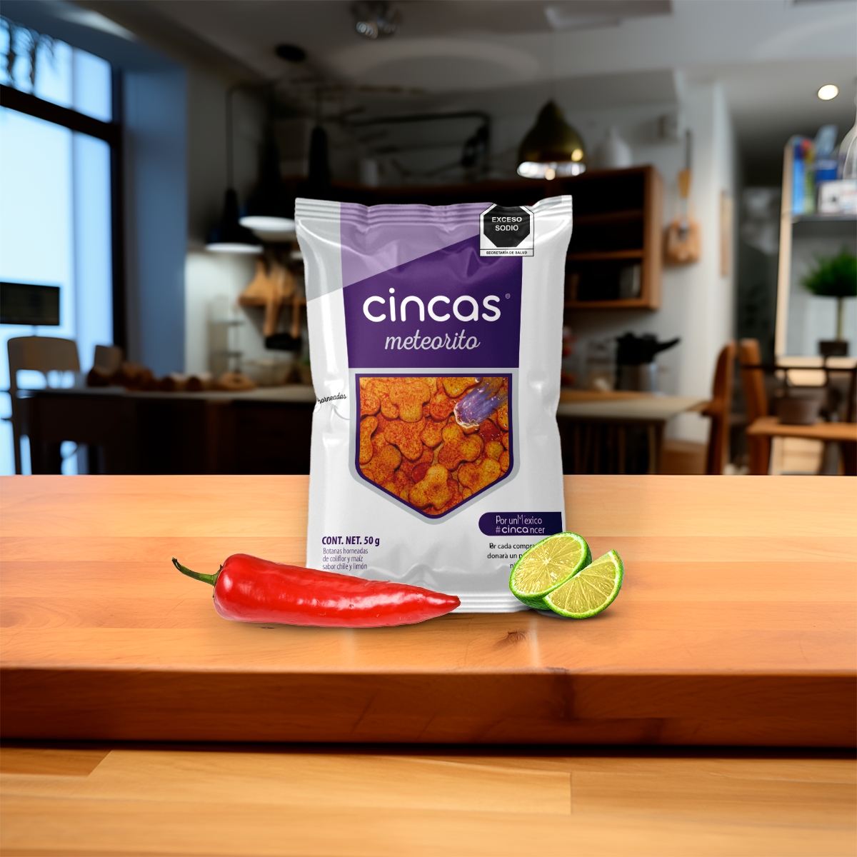 CINCA Botana Horneada de Coliflor y Maíz Saludable Sin Conservadores, Sin Grasas Trans, Sin Gluten, Vegano, Sabor Chile y Limón, 5 Paquetes de 50g.