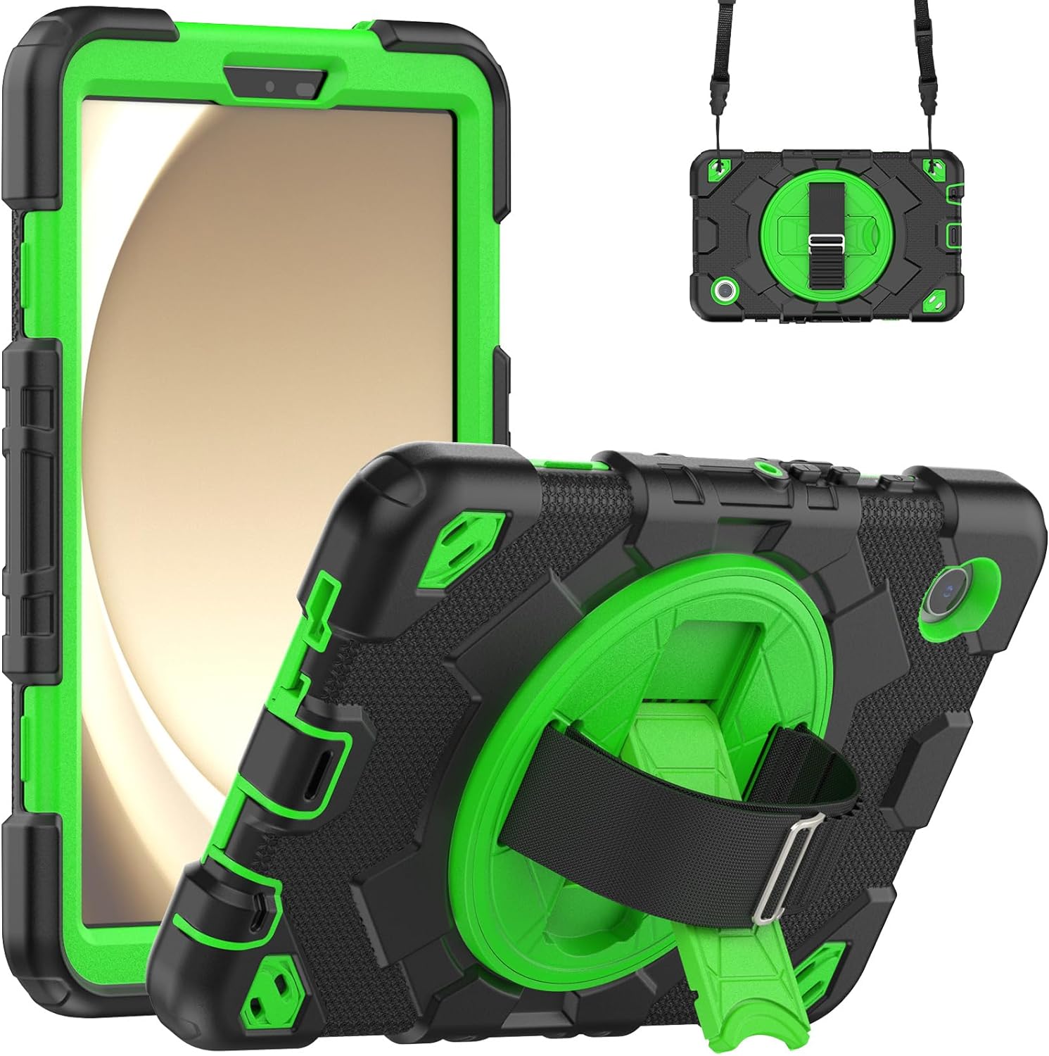 Funda De Uso Rudo Para Tablet Samsung Galaxy Tab A9 Plus 11" (2023) SM-X210/SM-216/SM-X218 Negro/Verde
