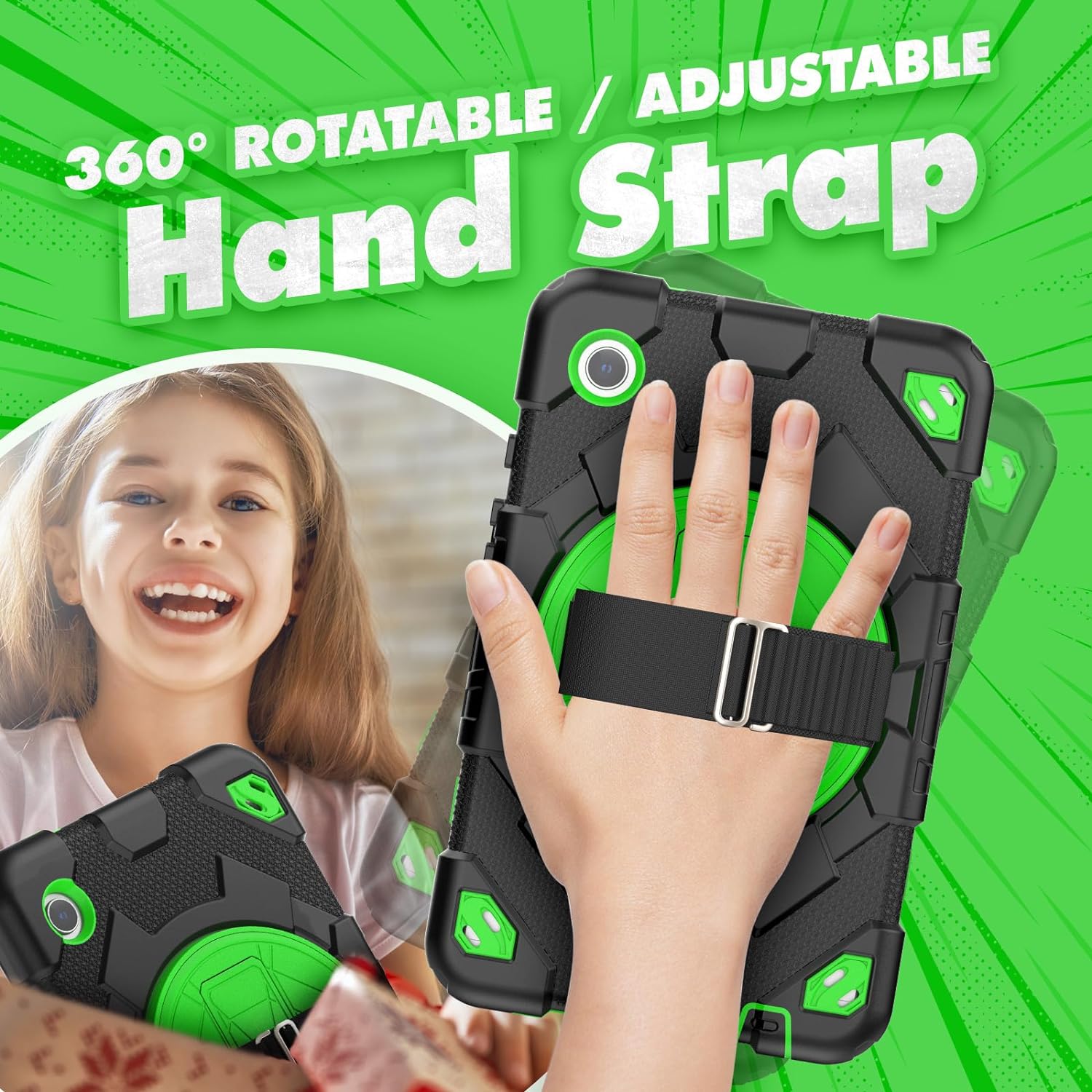 Funda De Uso Rudo Para Tablet Samsung Galaxy Tab A9 Plus 11" (2023) SM-X210/SM-216/SM-X218 Negro/Verde