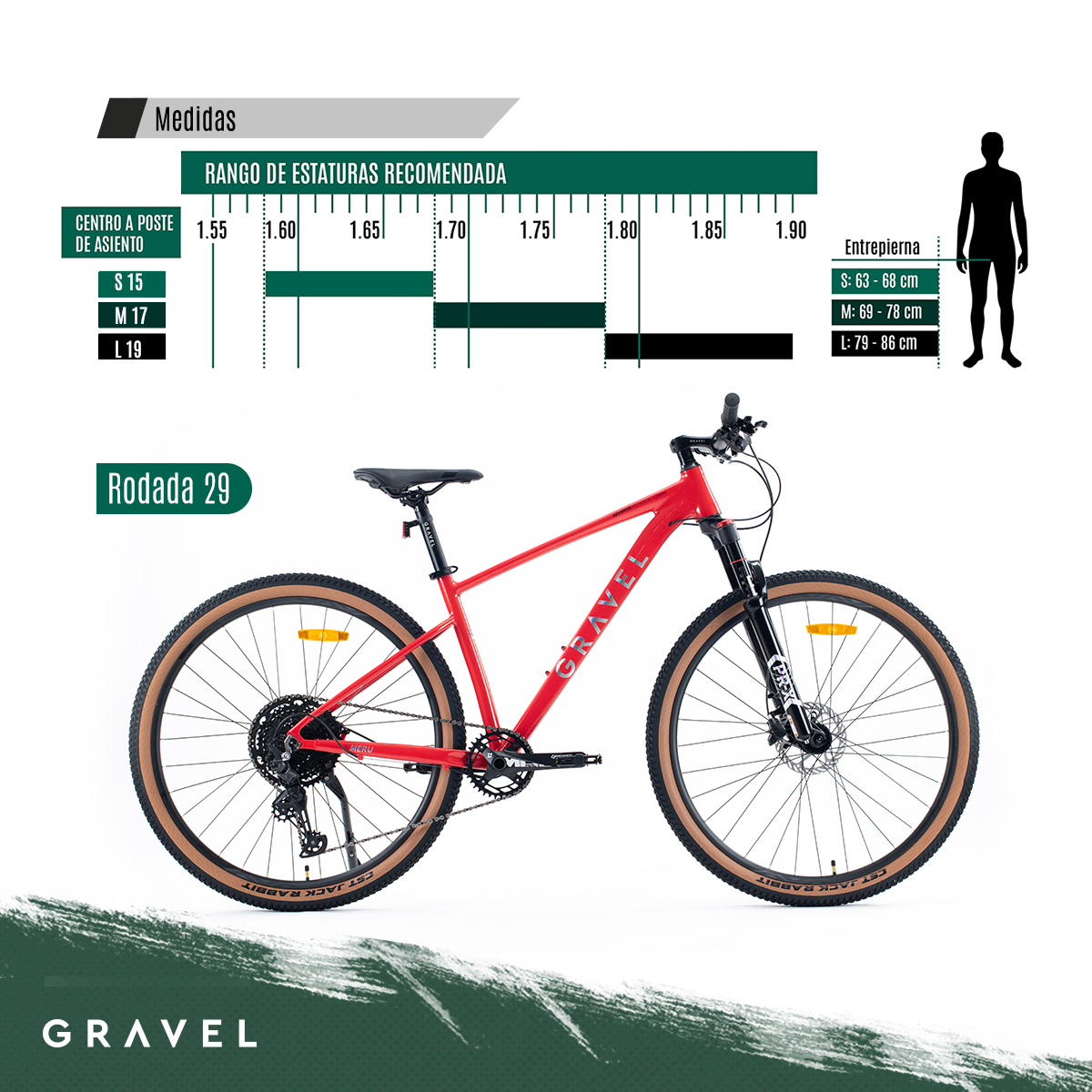 Bicicleta De Montaña Merú R29 12v Shimano Deore ROJO Cuadro 19.