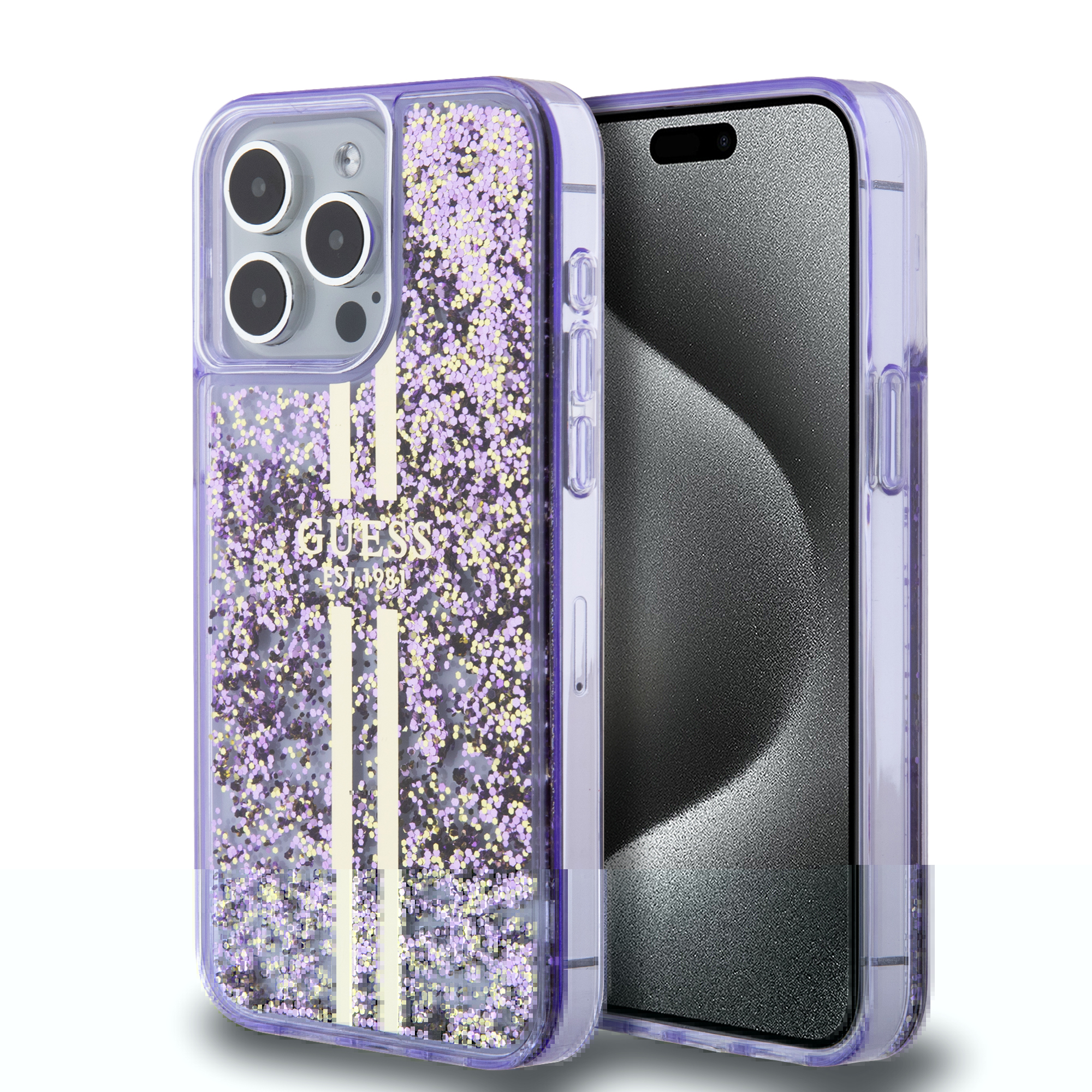 Funda Guess de TPU Brillos para iPhone 15 Pro Max Morado 