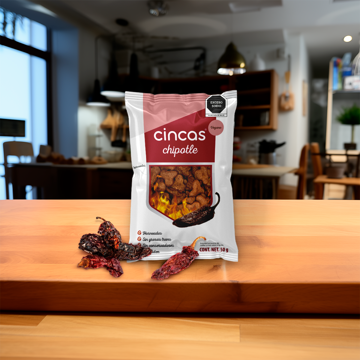 CINCA Mix Botana Horneada de Coliflor y Maíz Saludable, Jalapeño, Chile y Limón y Chipotle, 15 Paquetes de 50g.