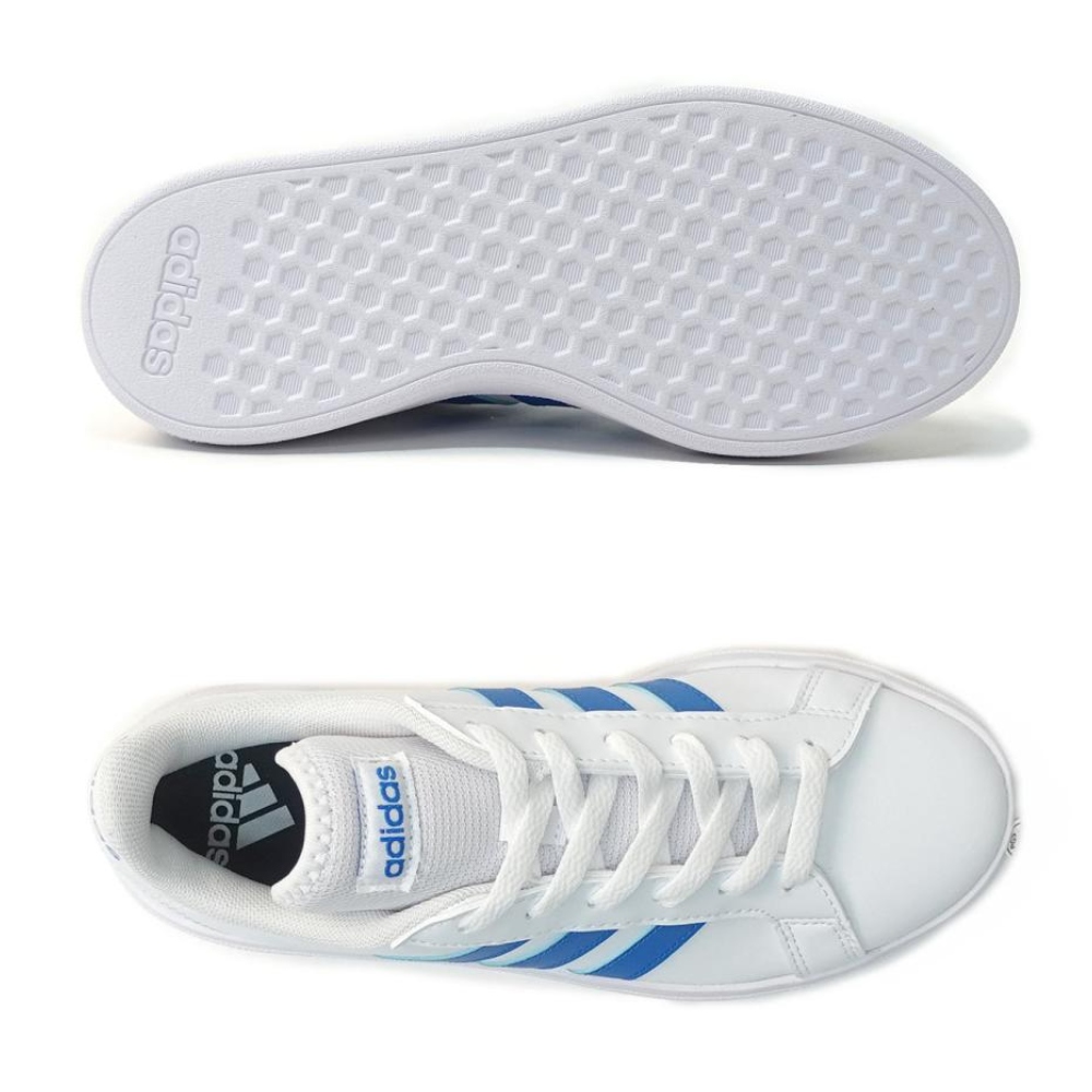 Tenis Adidas Grand Court Base 2.0 Blanco-Azul para Hombre ID3022.