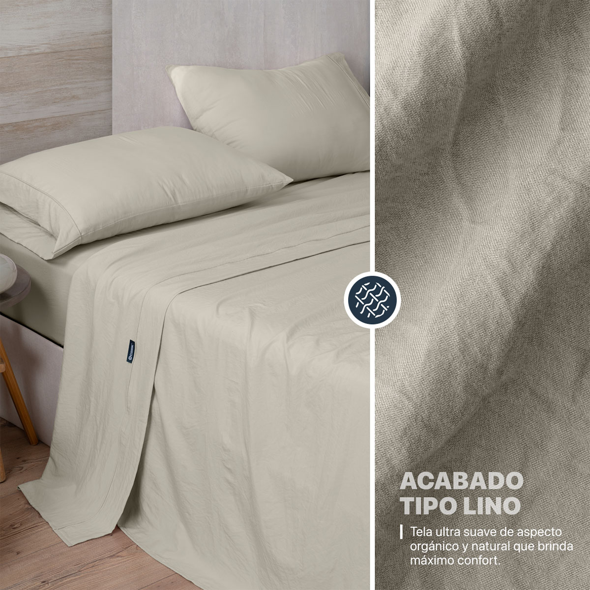 Juego de Sábanas Microfibra Ultra Suave con Acabado Prelavado Individual Beige ESQUIMAL