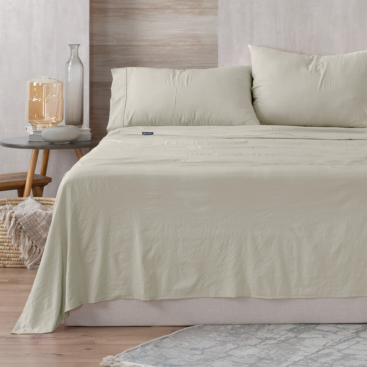 Juego de Sábanas Microfibra Ultra Suave con Acabado Prelavado Individual Beige ESQUIMAL