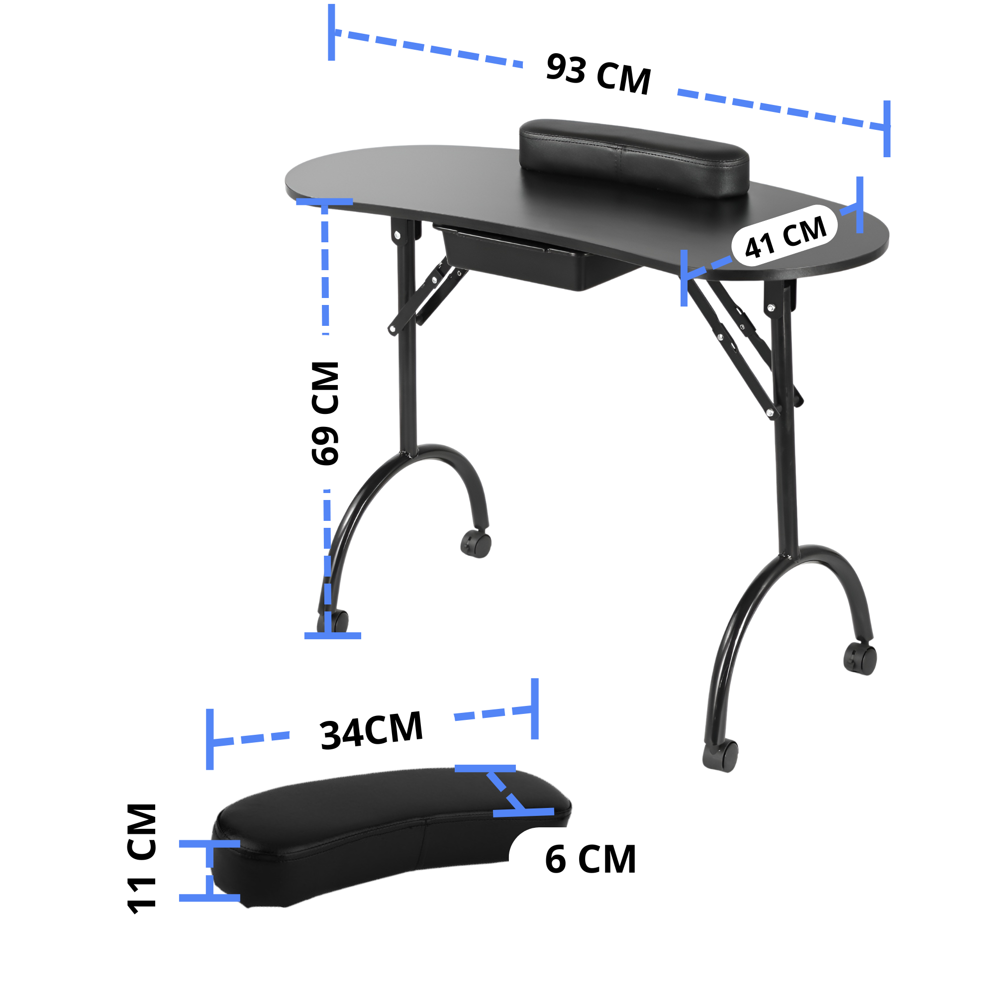 Mesa Para Uñas Manicure Ecomlab Portatil Plegable Estética .