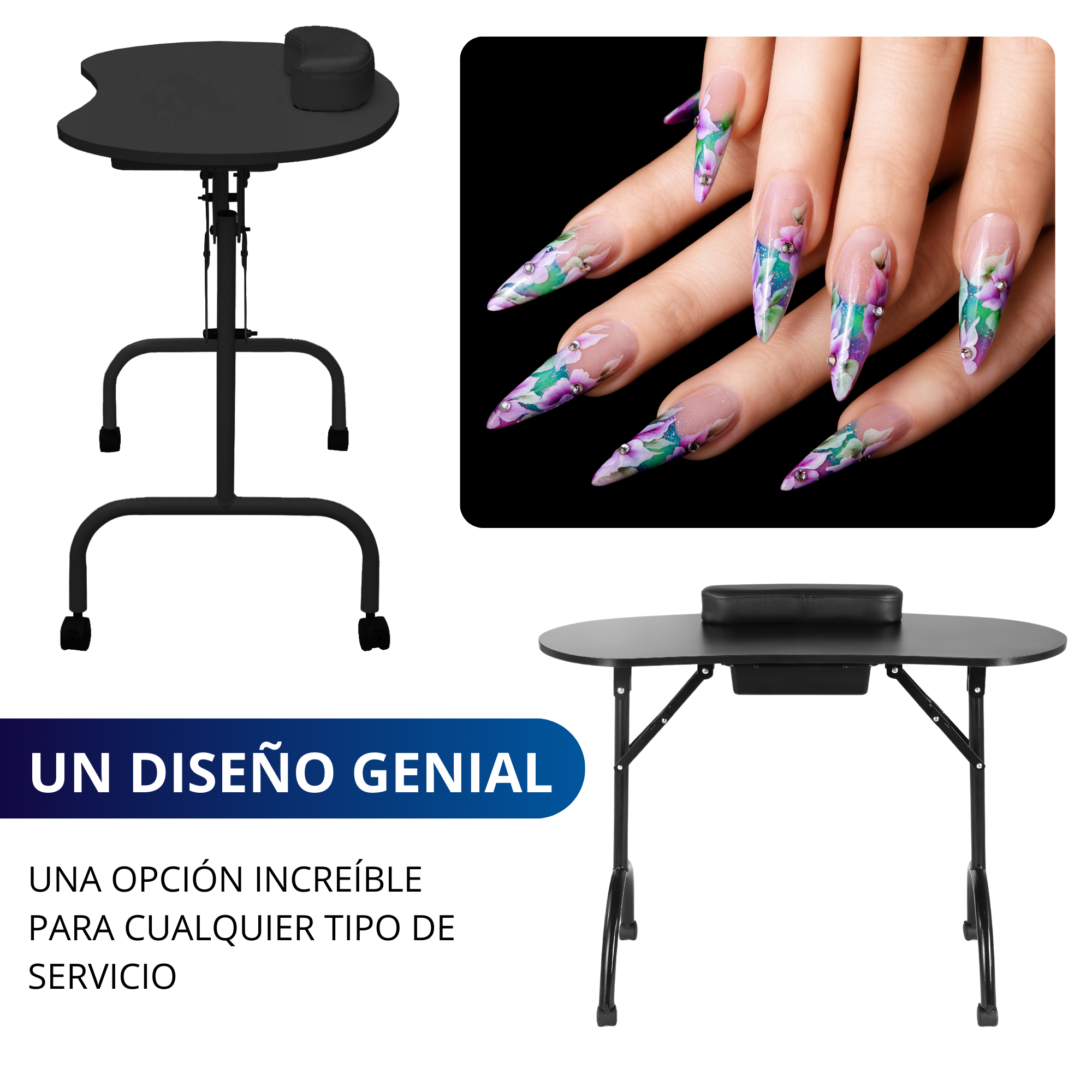 Mesa Para Uñas Manicure Ecomlab Portatil Plegable Estética .