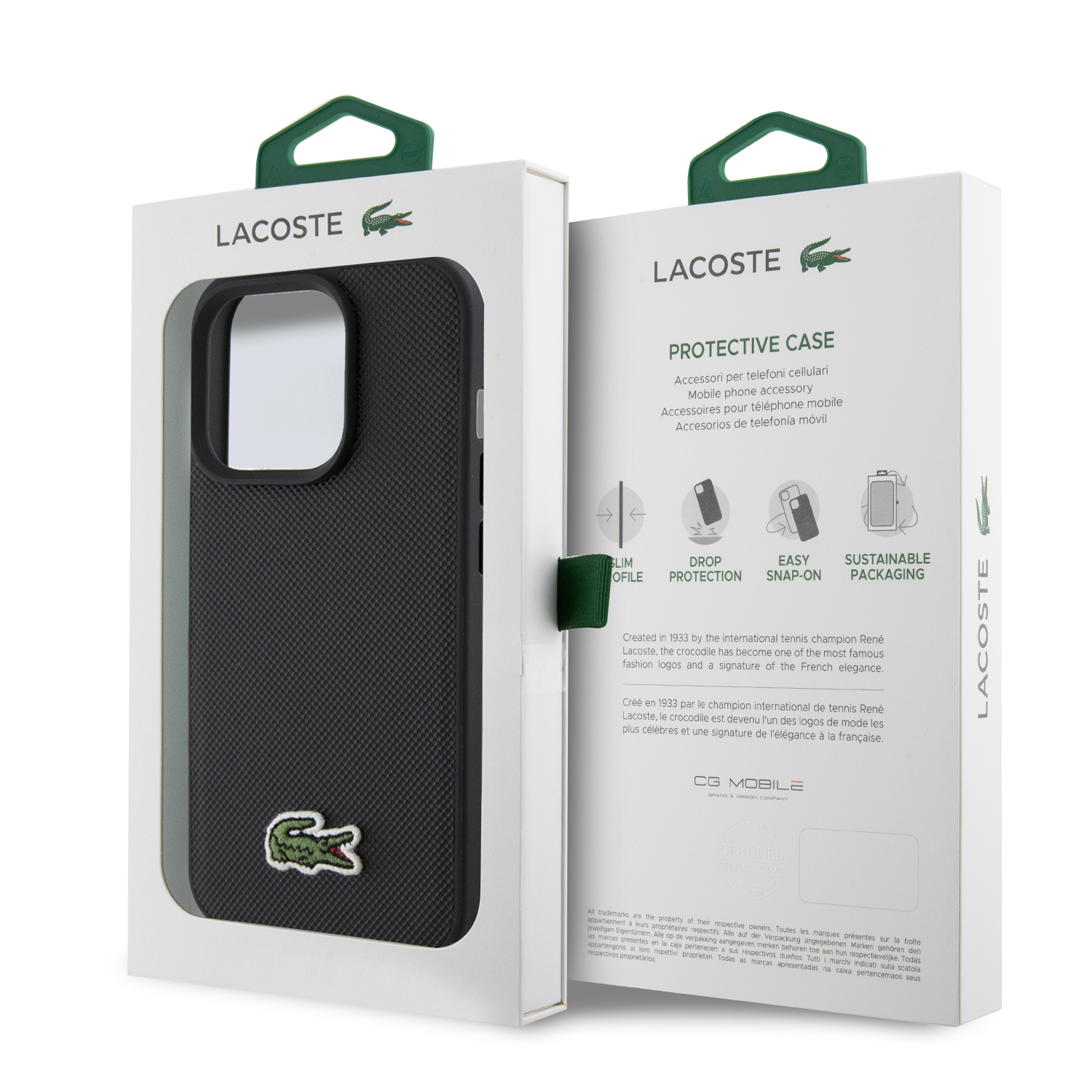 Funda Lacoste Logo Bordado para iPhone 15 Pro Max Negro 