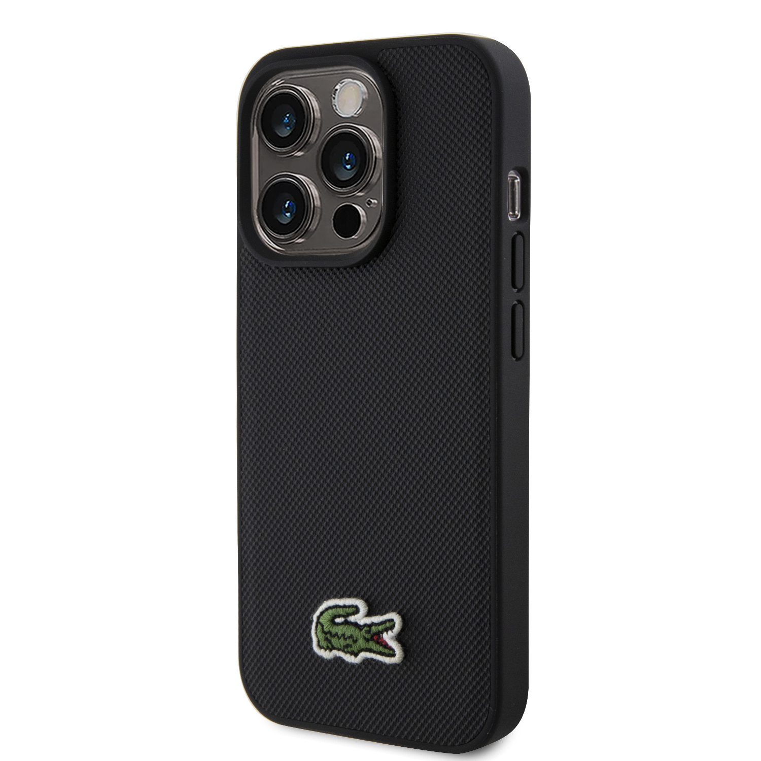 Funda Lacoste Logo Bordado para iPhone 15 Pro Max Negro 