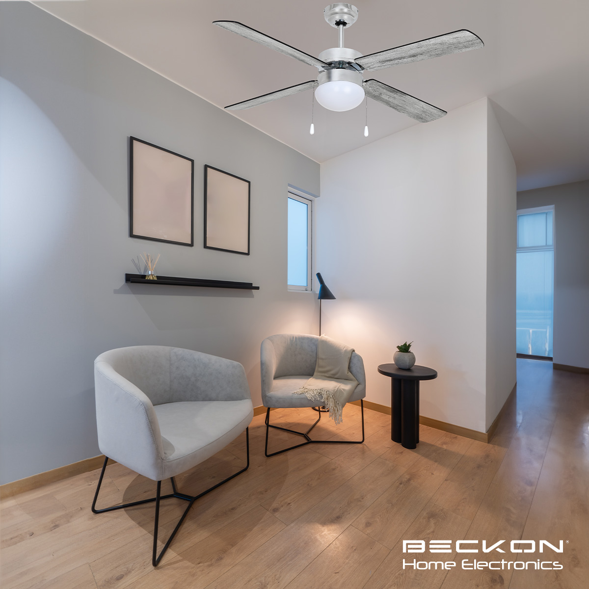 Ventilador de techo moderno de 42 pulgadas 107cm 4 aspas acabado tipo madera Beckon