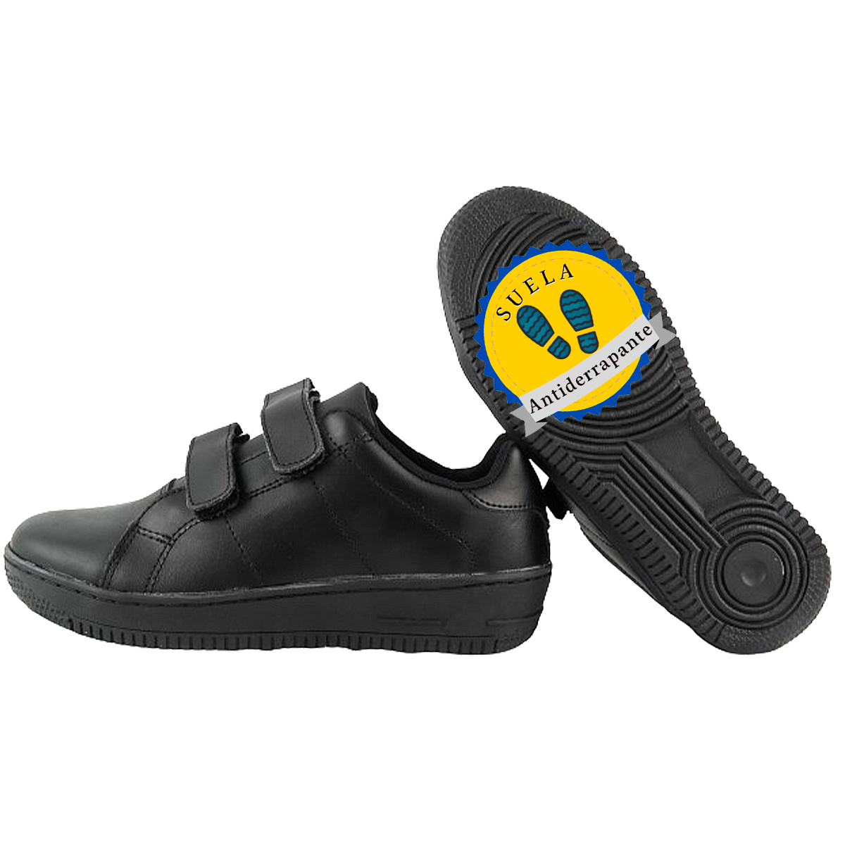 Tenis Deportivos Escolares 100% piel ligero casual negro 1260-n