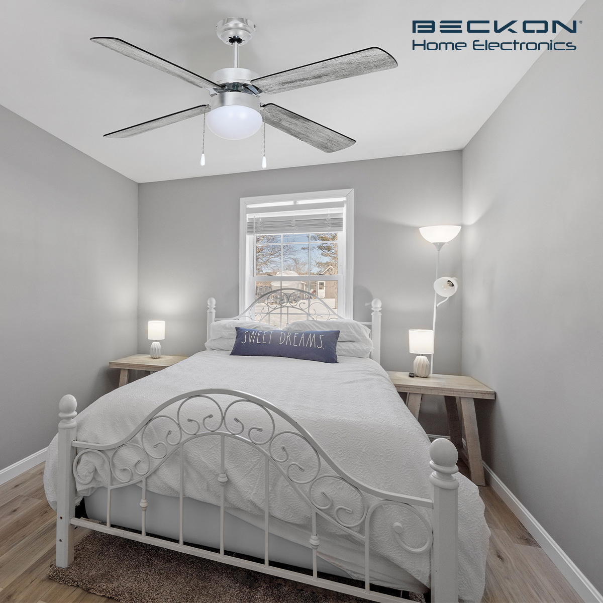 Ventilador de techo moderno de 42 pulgadas 107cm 4 aspas acabado tipo madera Beckon