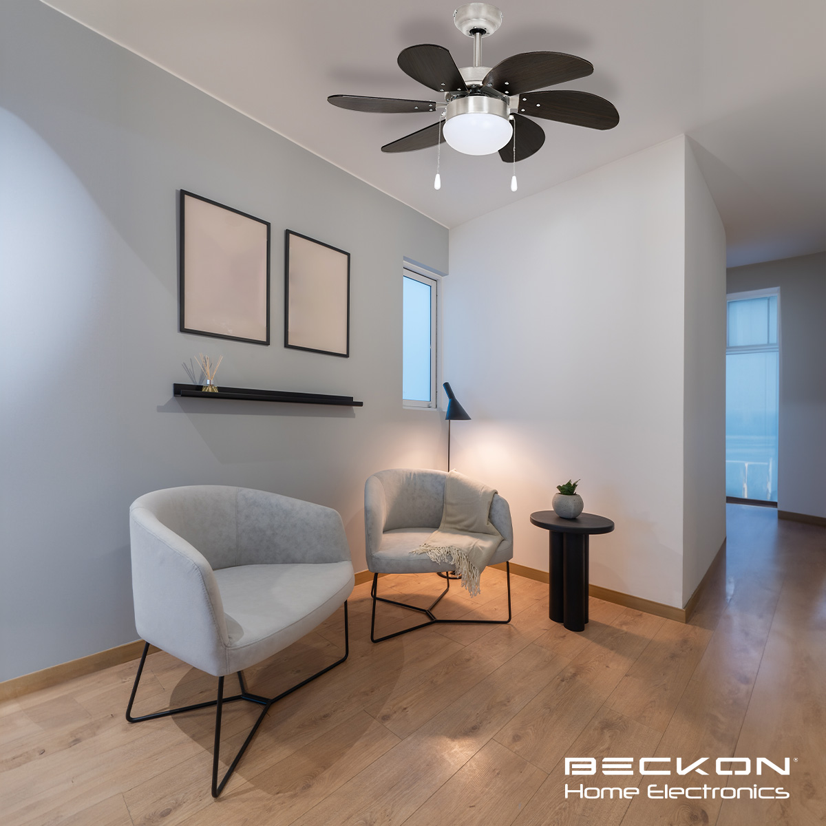 Ventilador de techo moderno de 30 pulgadas 78cm 6 aspas acabado tipo madera Beckon.