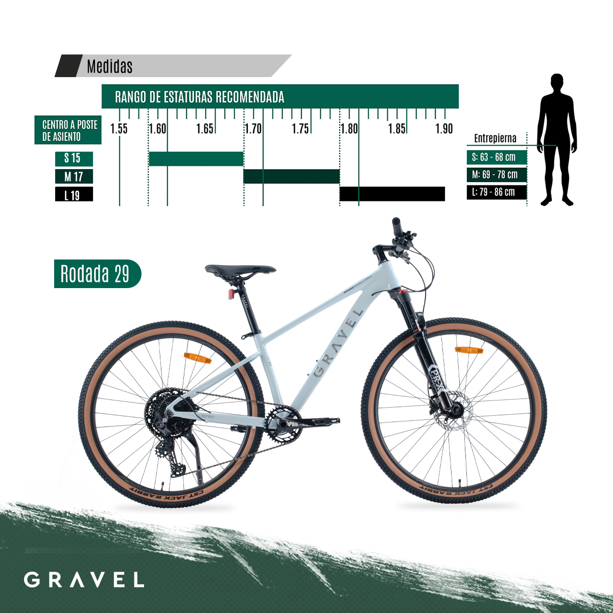 Bicicleta De Montaña Merú R29 12v Shimano Deore BLANCO Cuadro 19.