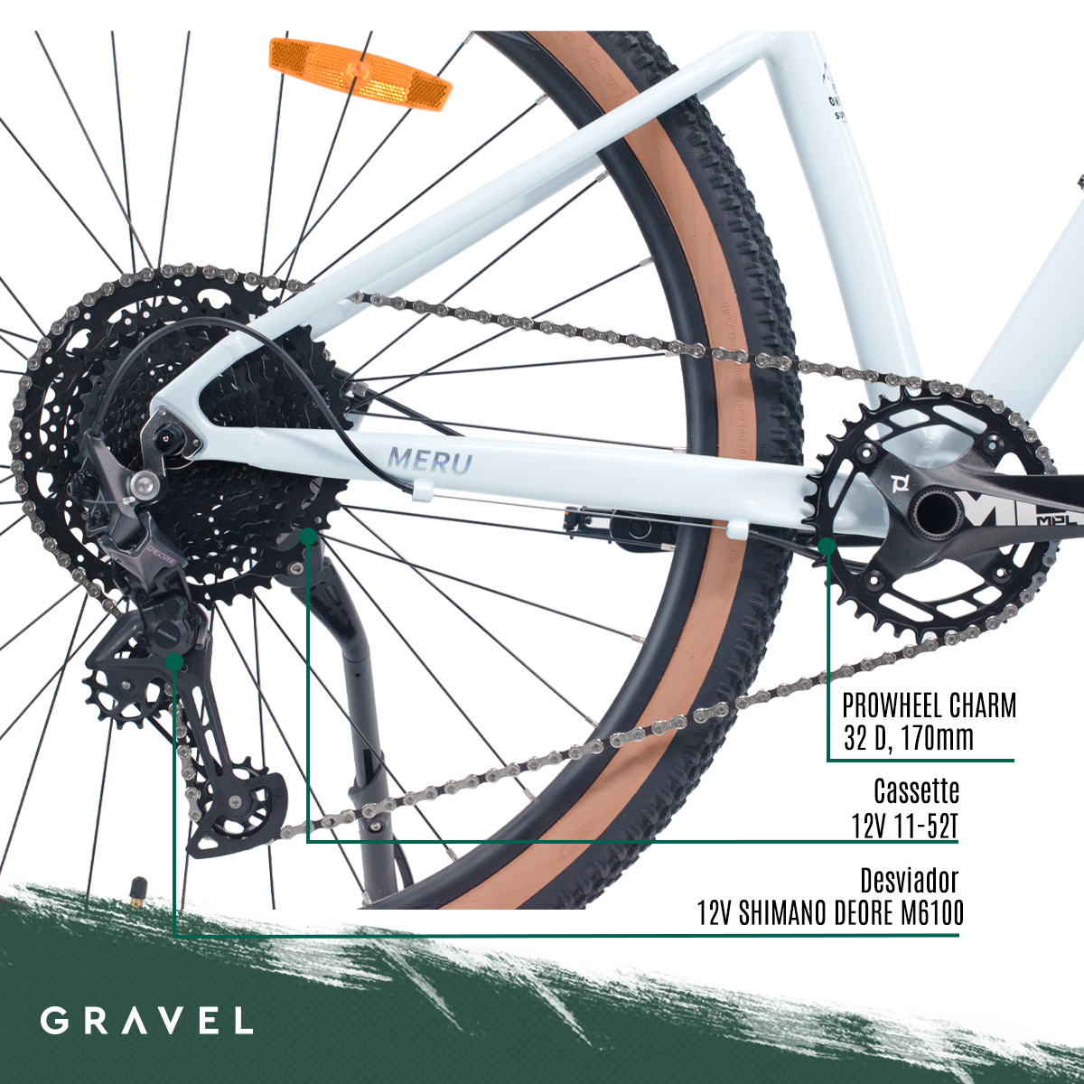 Bicicleta De Montaña Merú R29 12v Shimano Deore BLANCO Cuadro 19.