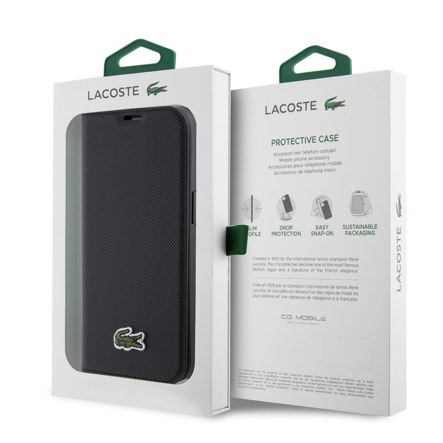 Funda Lacoste para iPhone 14 Negro Con Cartera 