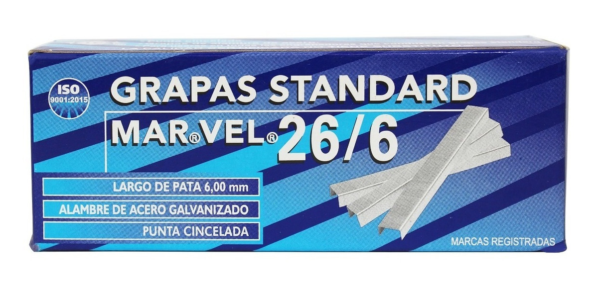 Grapa Estandard Marvel 26/6 Caja Con 5000 Pz Standard Paquete con 3 grapas