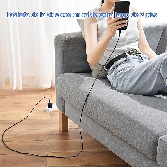 Cargador rápido USB C de 45 W para cargador Samsung tipo C, USB C Cargador de teléfono Android con 1.8M Cable Carga Rápida, para Galaxy S23 Ultra/S23/S23+/S22/S22 Ultra/S22+/Note10/Note 20/S20/S21/S10