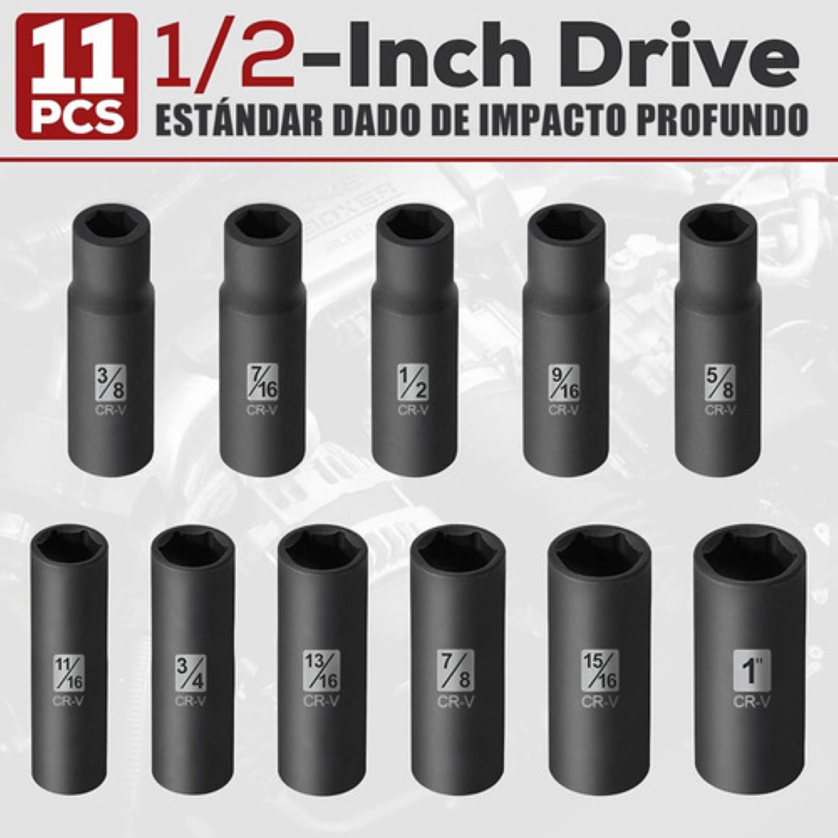 11pz Juego De Dados Std Impacto Industriales 1/2''uso Pesado