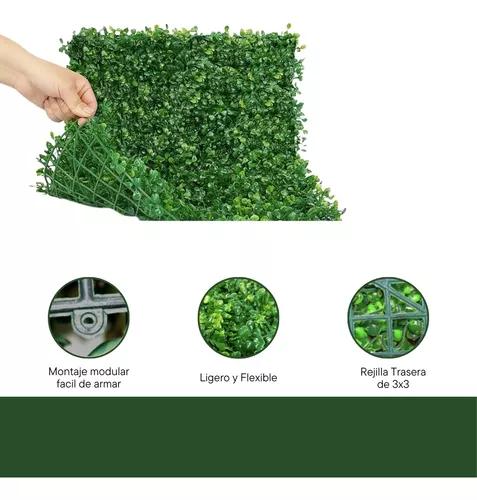 Muro Verde Follaje Artificial Sintético 60x40cm 10 Pz