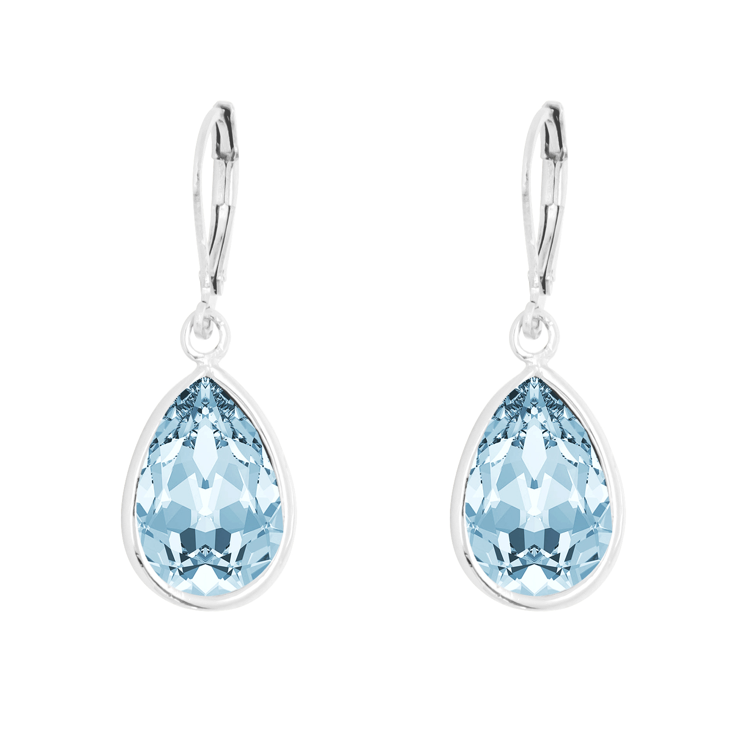 Arete Gota Baño de Rodio | Cristal Swarovski Turquesa