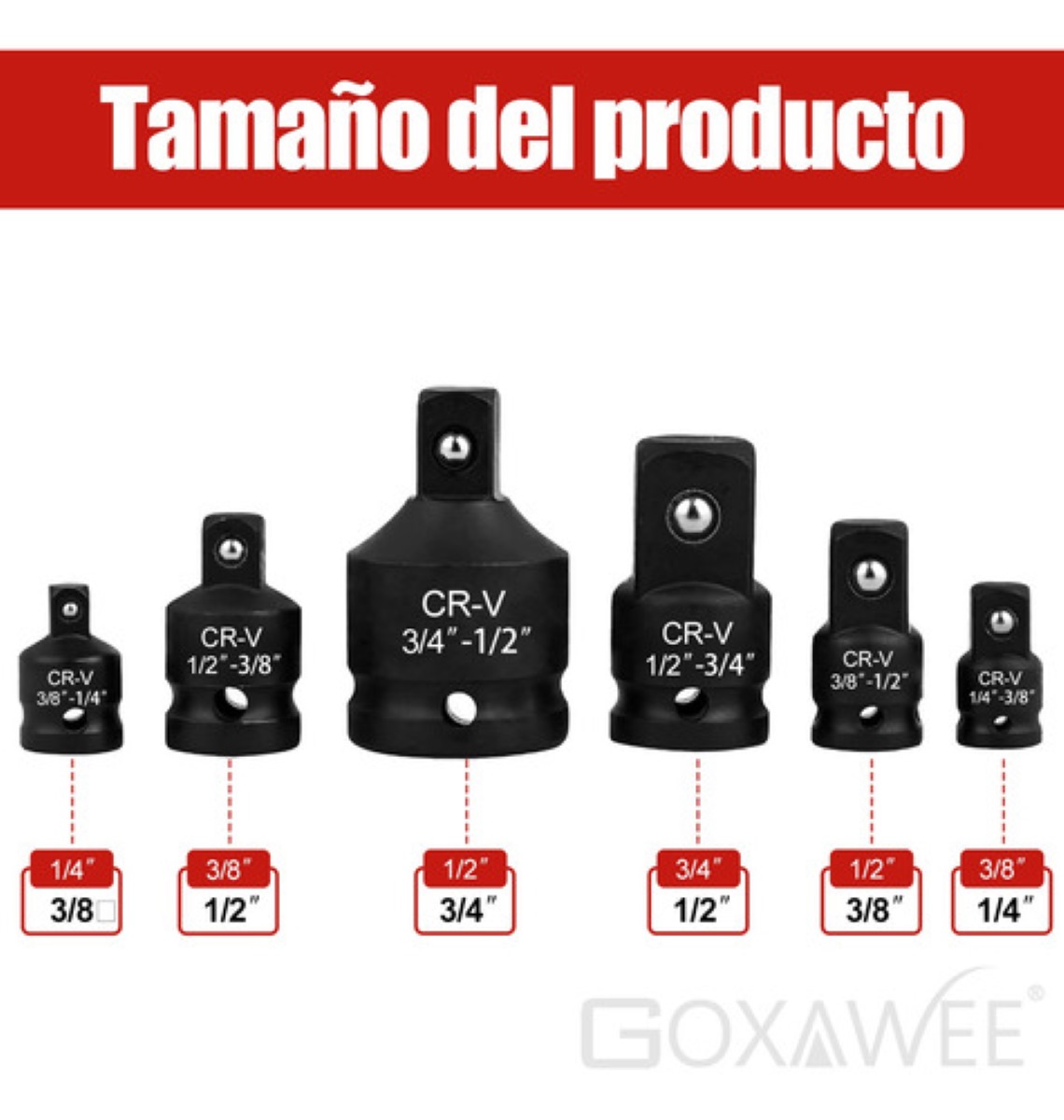 Juego Adaptadores Para Dados Y Llaves De Impacto 6 Pz