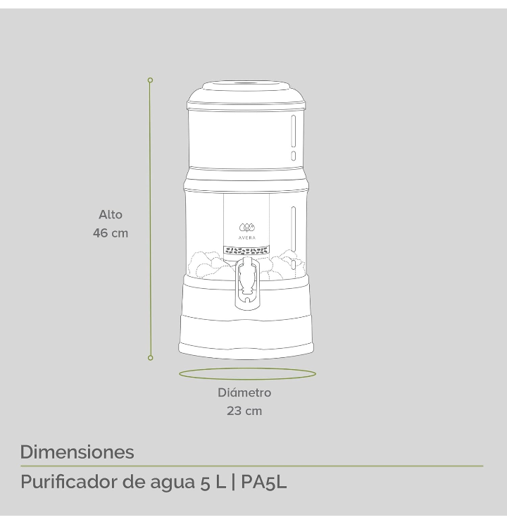 Dispensador purificador de agua 5 litros 3 etapas purificación despachador magnético 
