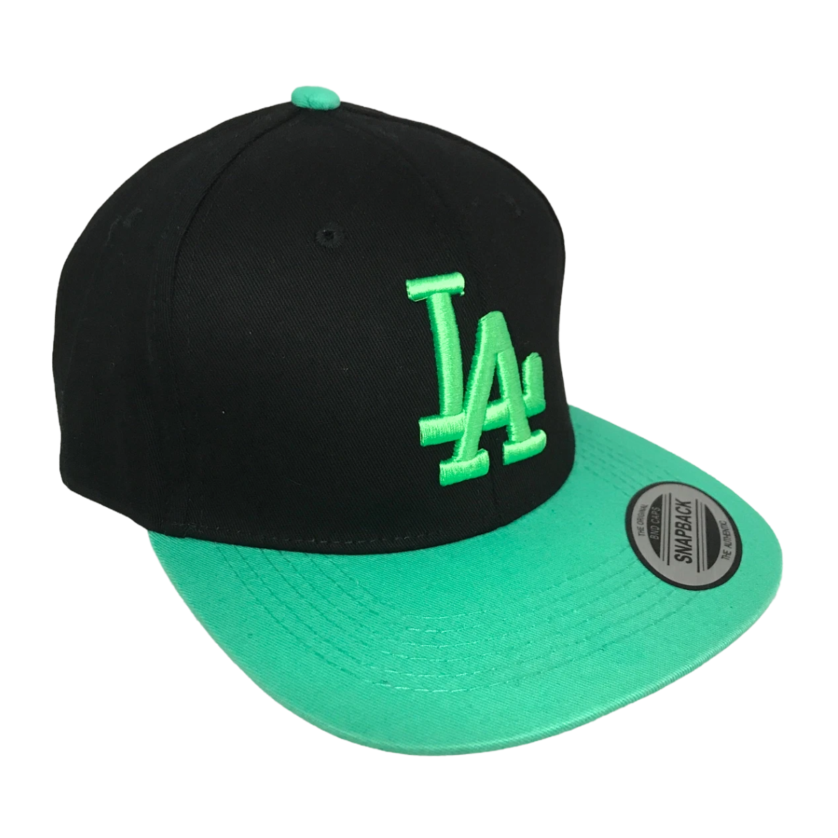 Gorra Plana Premium Bordada Negro/ Menta