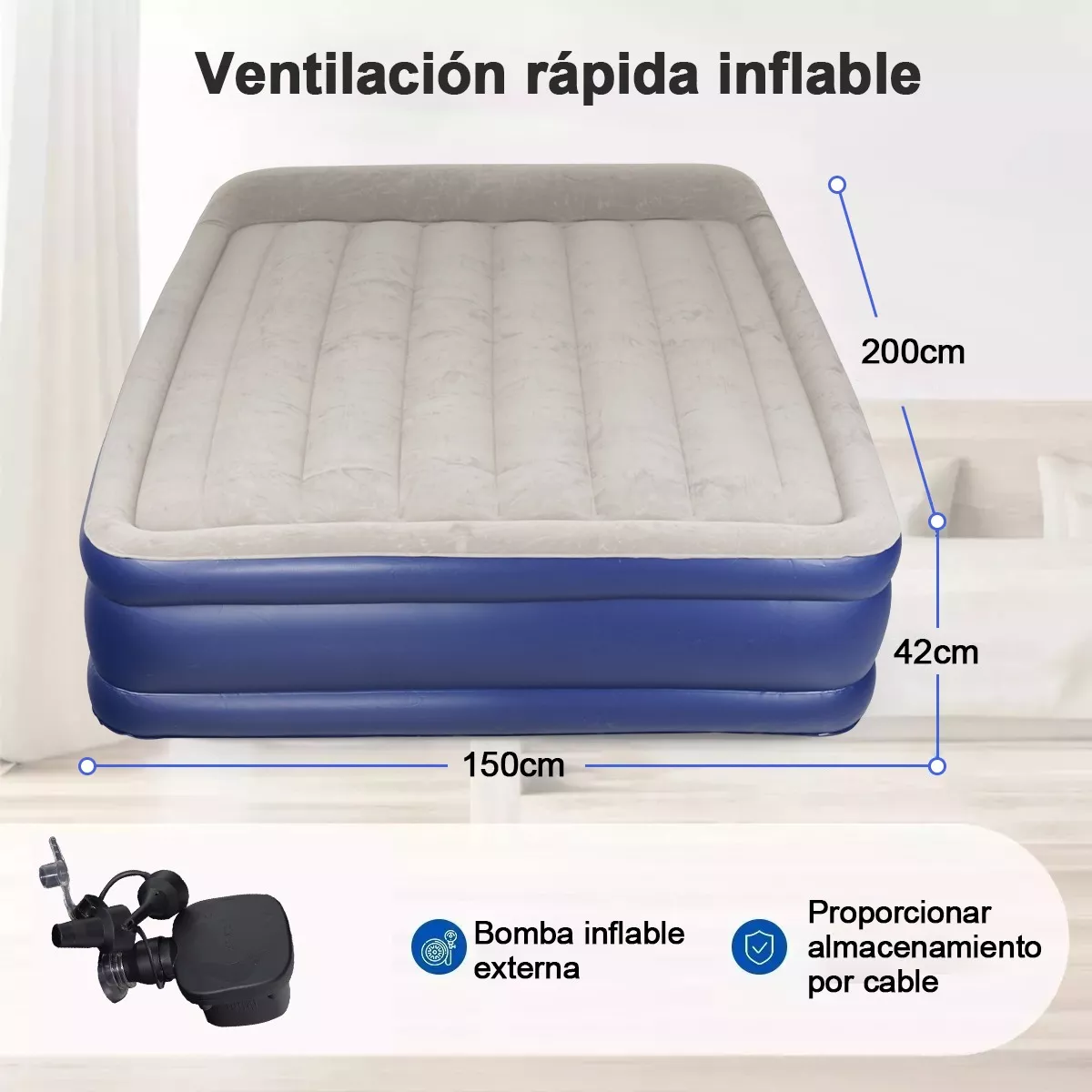 Colchón Inflable Queen Con Bomba Eléctrica