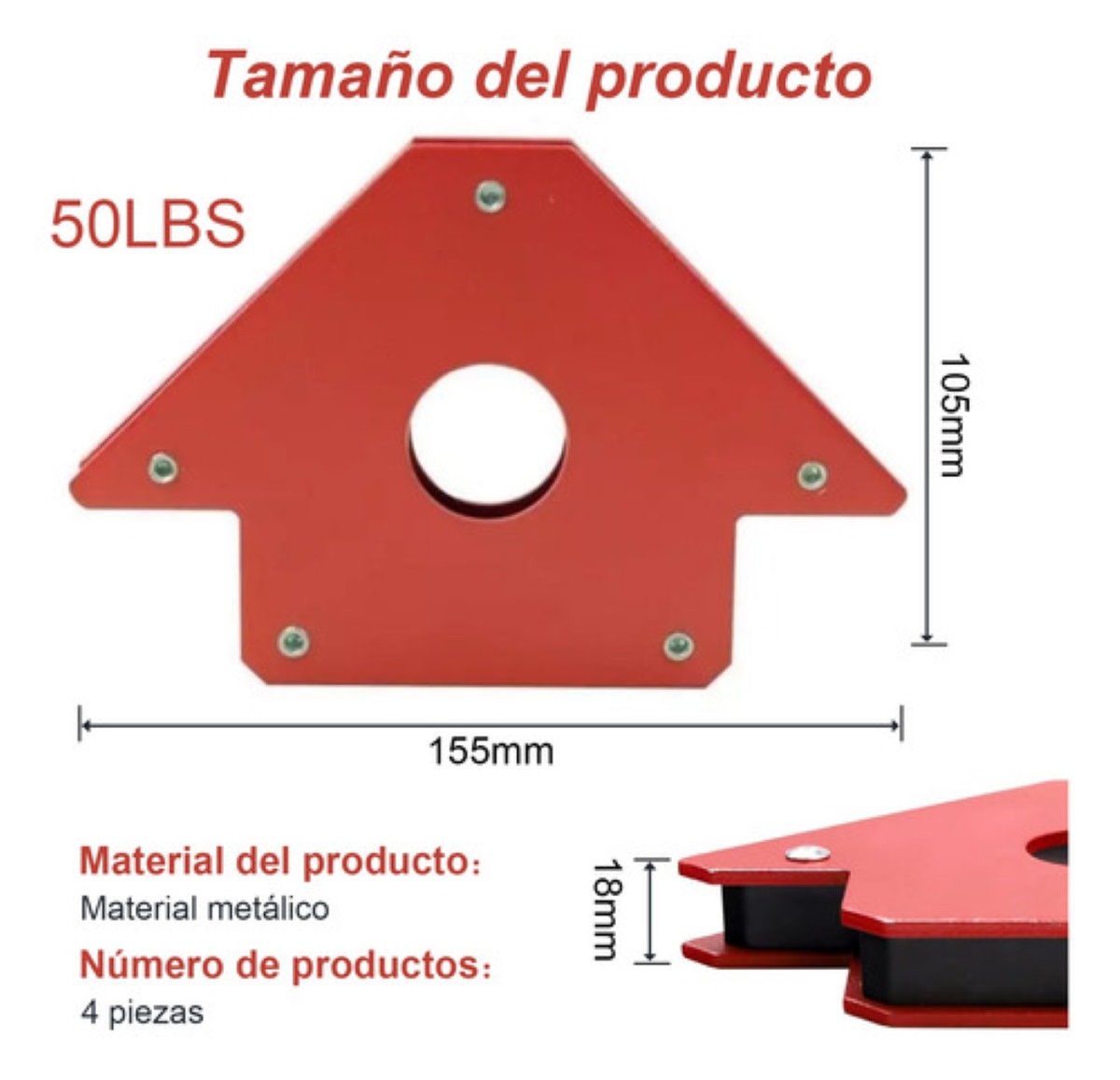 Imán Escuadra Para Soldar Magnética Herramientas 50 Lb 4 Pzs