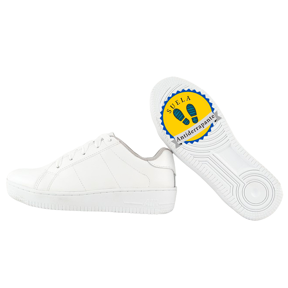 Tenis Deportivos Escolares 100% piel ligero blanco agujetas 1250-b