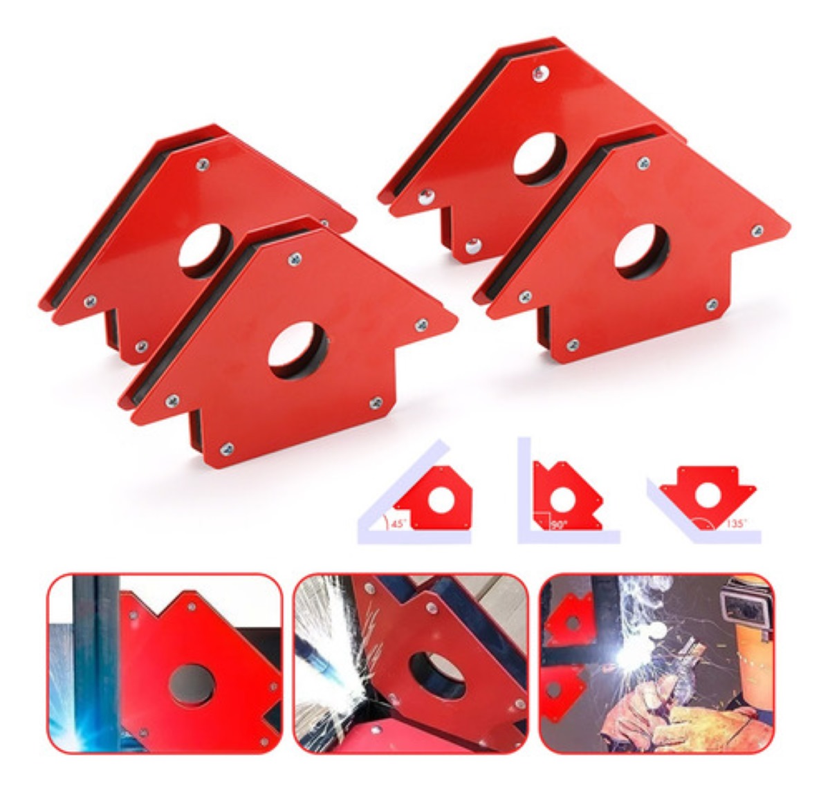 Imán Escuadra Para Soldar Magnética Herramientas 50 Lb 4 Pzs